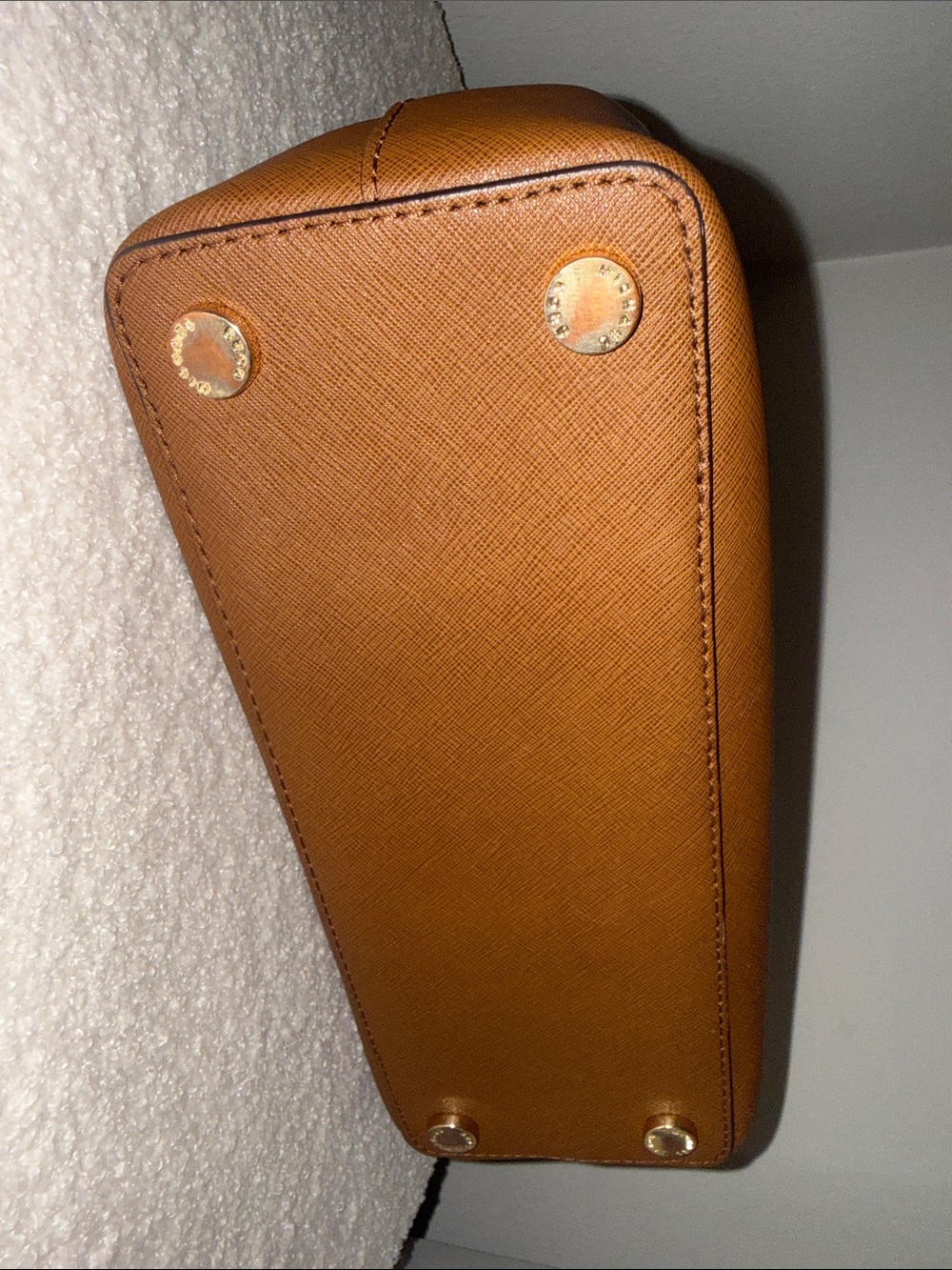 Michael Kors Tan Saffiano Leather Crossbody Satchel with Gold Hardware - Picture 8 of 9